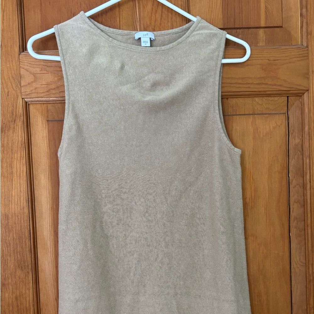 J. Jill Linen Blend Fringe Sleeveless Top — Tan — Size Medium